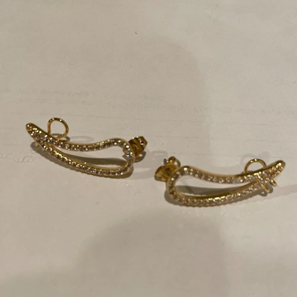 Beautiful gold zirconia crawler climber earrings
